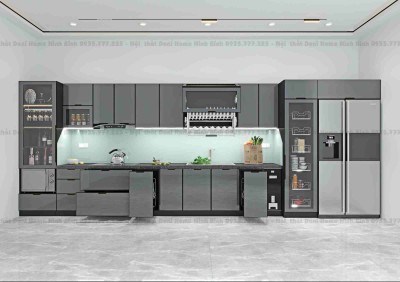 Bộ Sưu Tập Tủ Bếp Inox Cánh Kính Thẳng Đẹp 