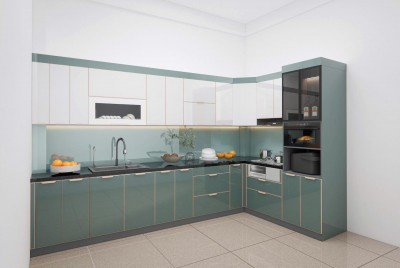 Mẫu tủ bếp inox cánh kính có màu được ưa chuộng nhất Ninh Bình CK005  
