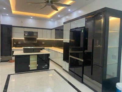 Tủ bếp inox cánh kính công trình Chị Nhàn - Ninh Bình
